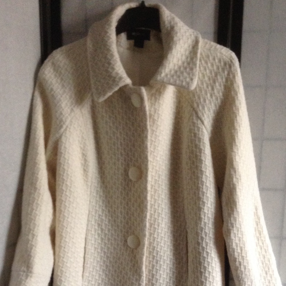 NWT Style & Co Women's L White Wool Long Coat